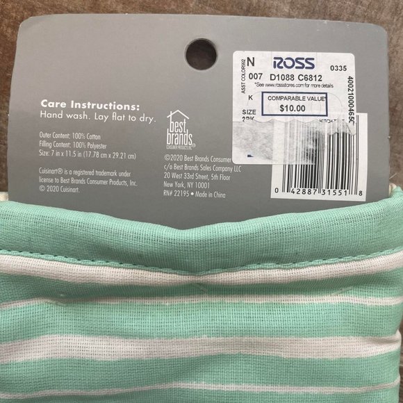 Cuisinart Kitchen Nwt Mint Green Oven Mitt Set Of 2 Poshmark